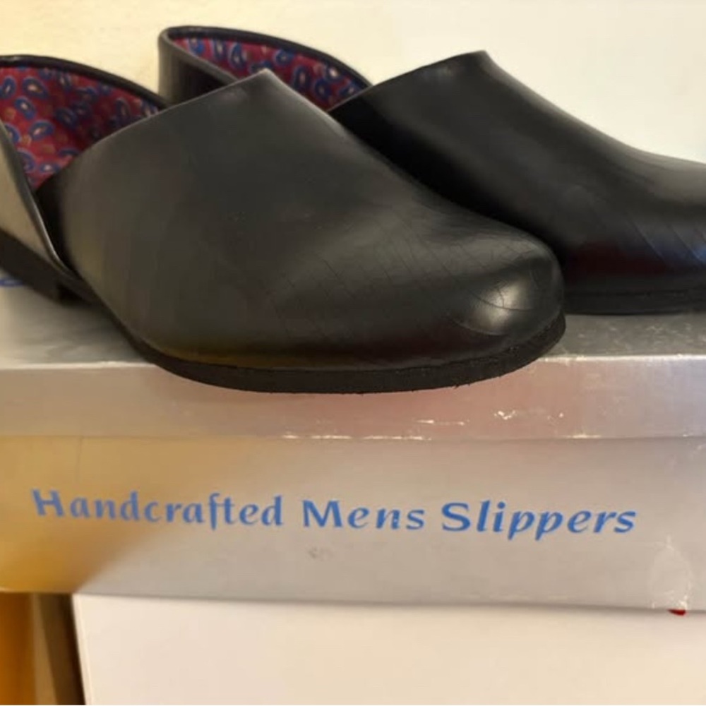 Black Handcrafted Men's Slippers
